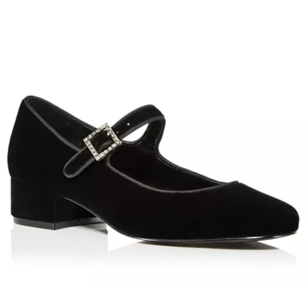 AQUA The New 9-5 Black Velvet Mary Jane Heels 6 NWB